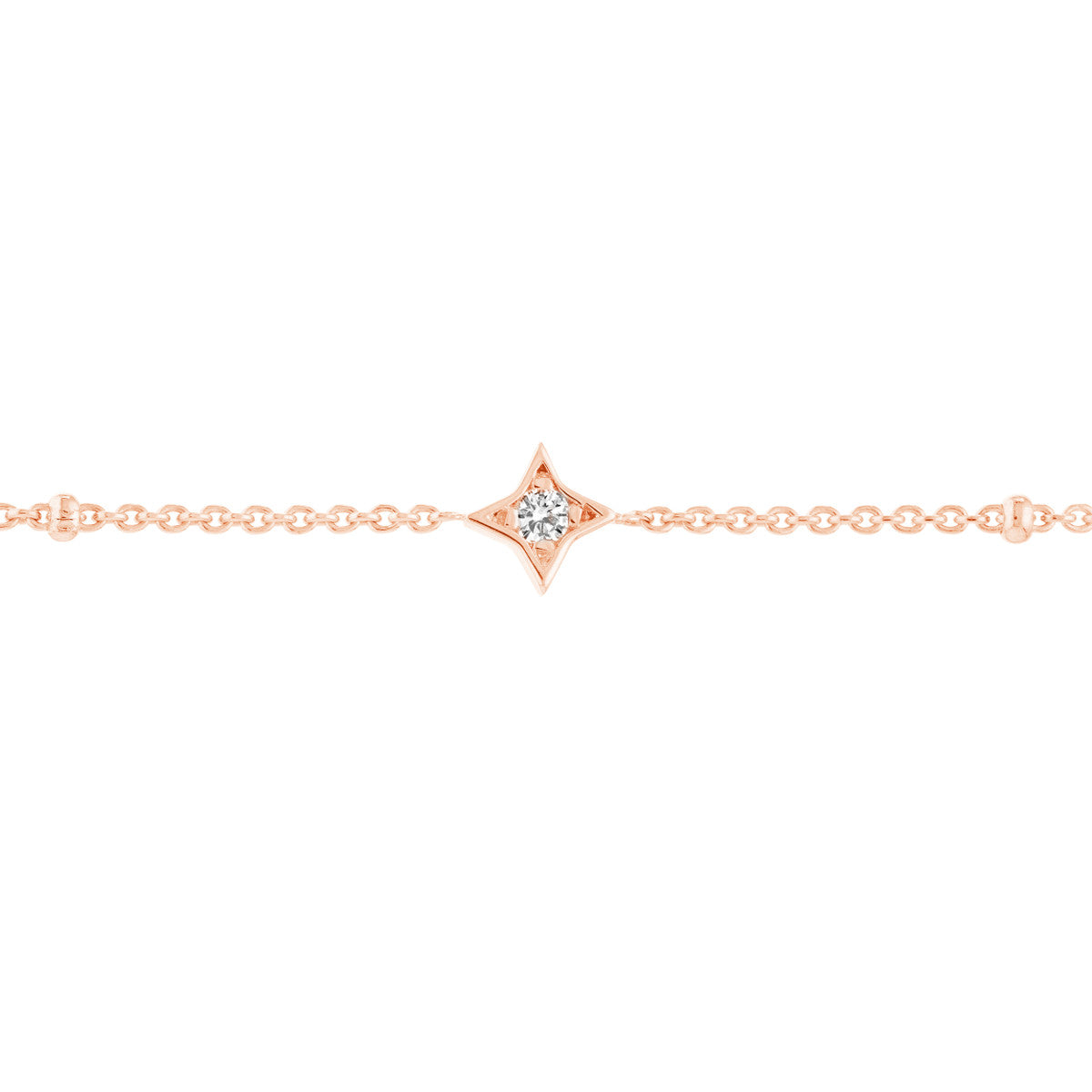 14K Rose Gold Star Diamond Bracelet with Beads