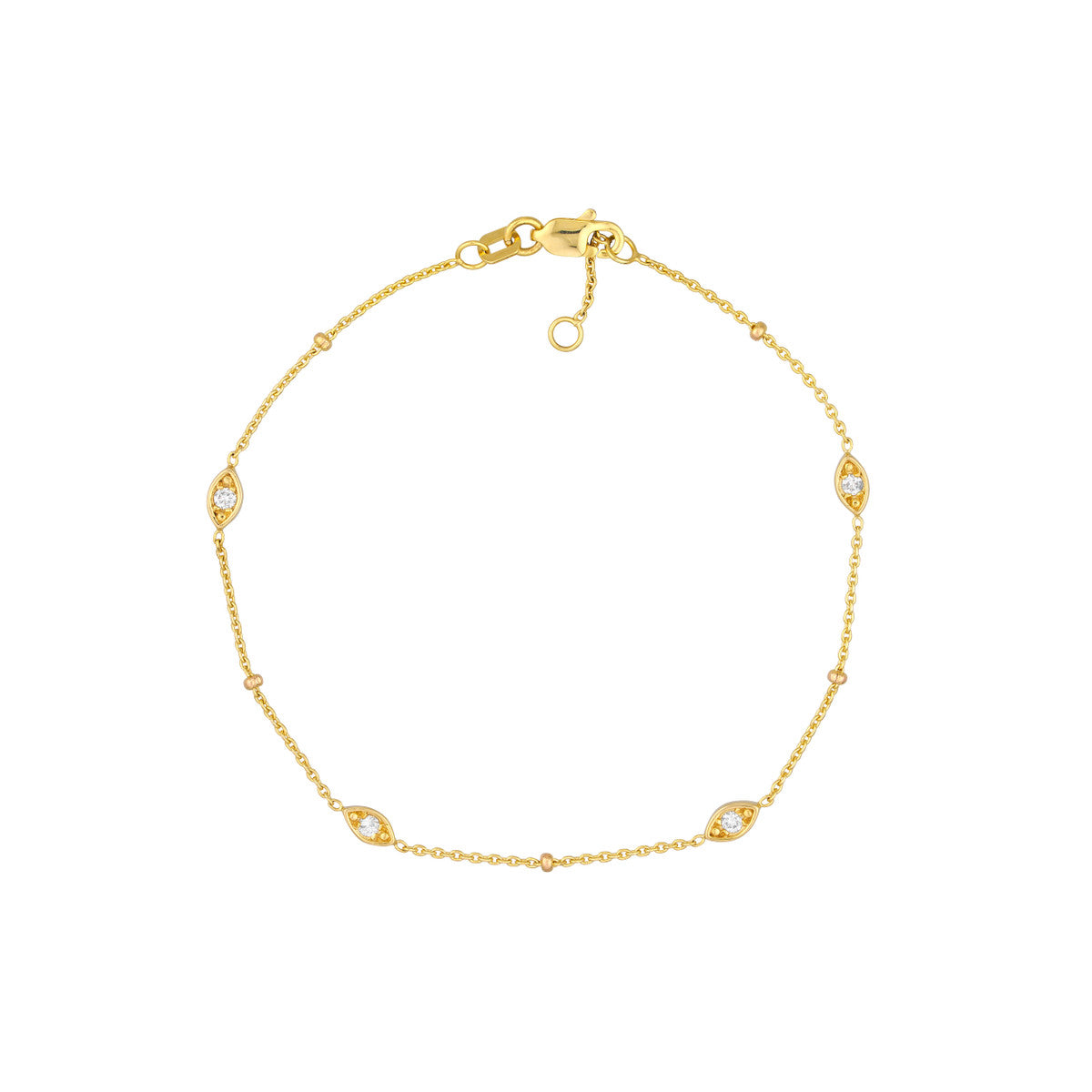 Marquise-Shaped Bezel Bracelet with Beads