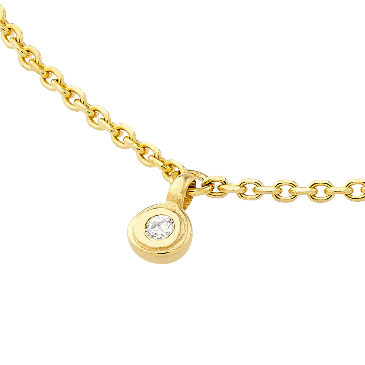 14K Yellow Gold Diamond Bezel Drop Necklace