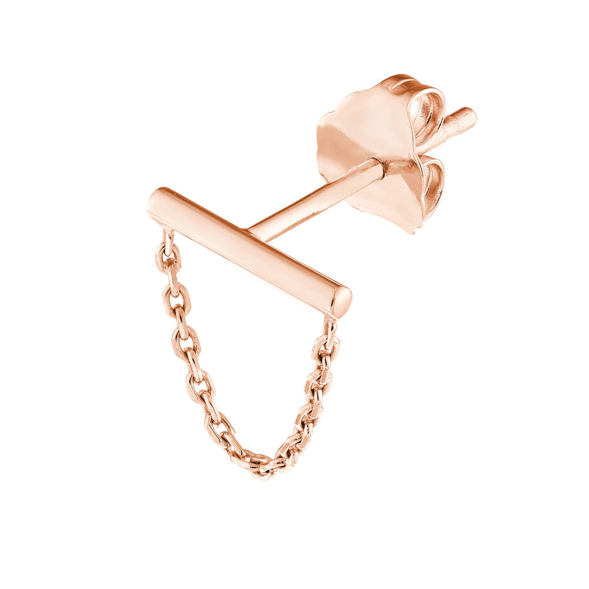 14K Rose Gold Chain Drape Bar Earrings