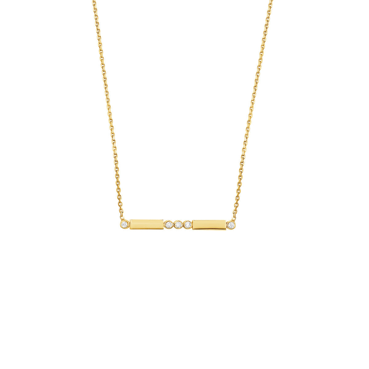 14K Yellow Gold Bezel-Set Diamond Bar Necklace