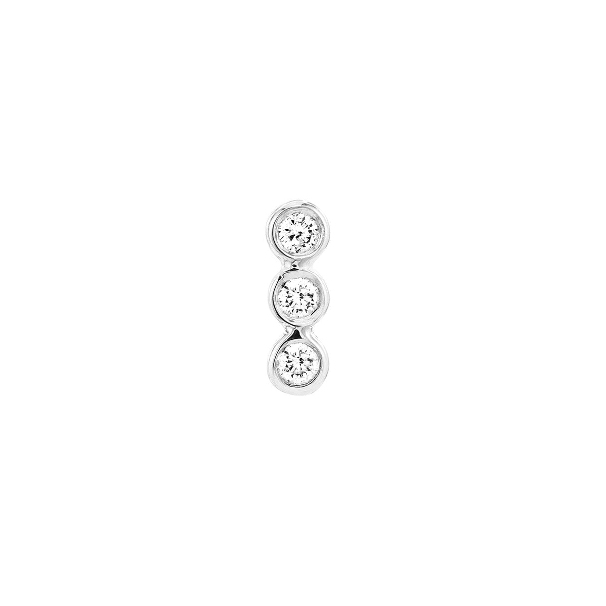 14K White Gold Diamond Bezel Trio Studs