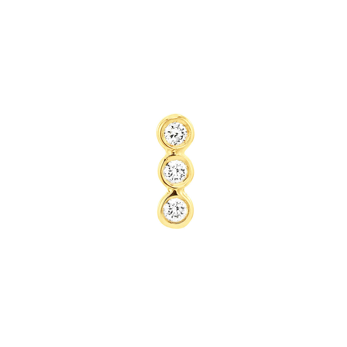 14K Yellow Gold Diamond Bezel Trio Studs