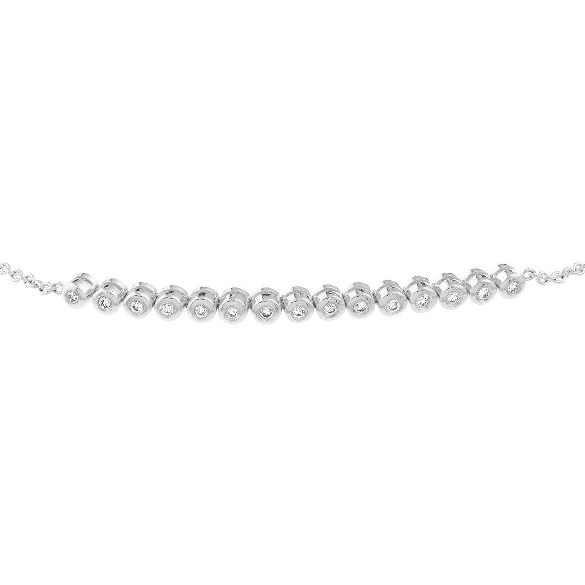 14K White Gold Diamond Bezel Tennis Bolo Bracelet