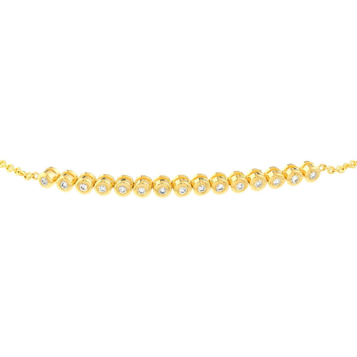 14K Yellow Gold Diamond Bezel Tennis Bolo Bracelet