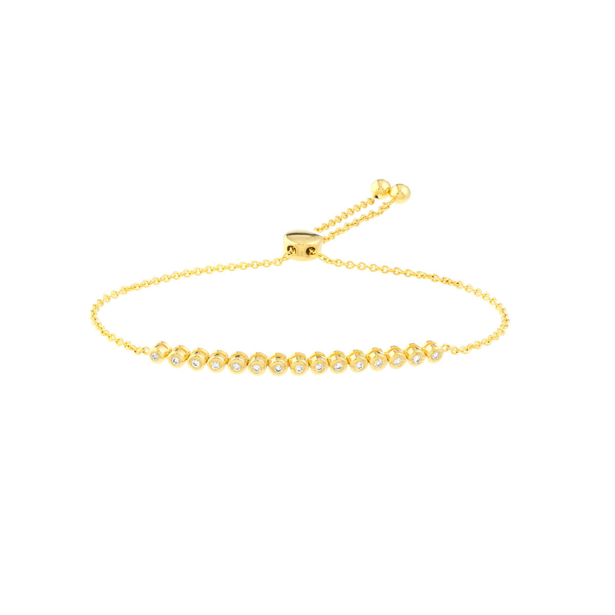 14K Yellow Gold Diamond Bezel Tennis Bolo Bracelet