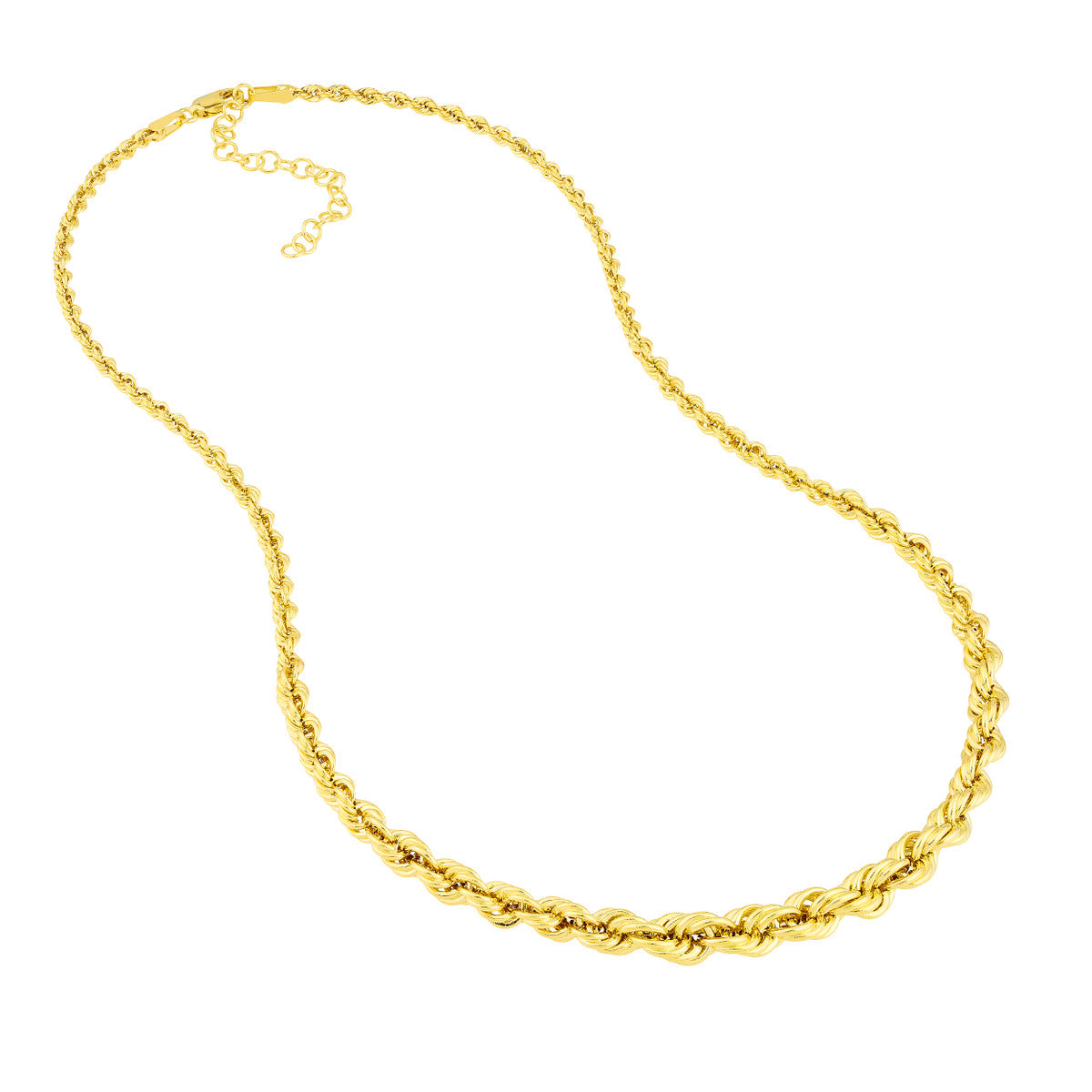14K Yellow Gold Graduated Rope Chain Necklace