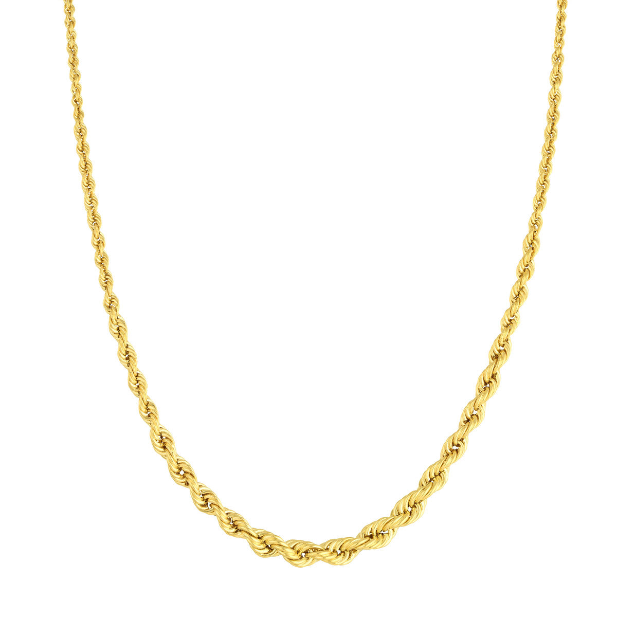 14K Yellow Gold Graduated Rope Chain Necklace