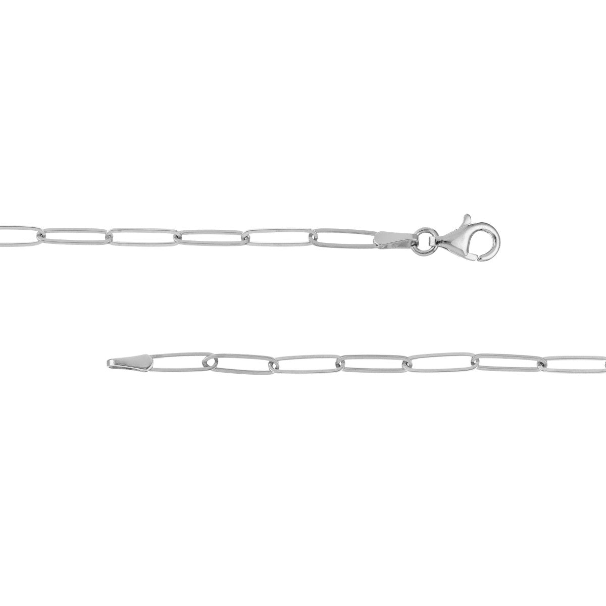 14K White Gold Elongated Oval Link Chain Necklace