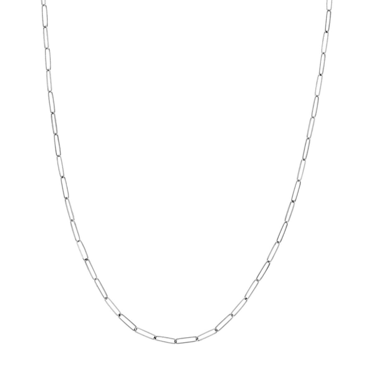 14K White Gold Elongated Oval Link Chain Necklace