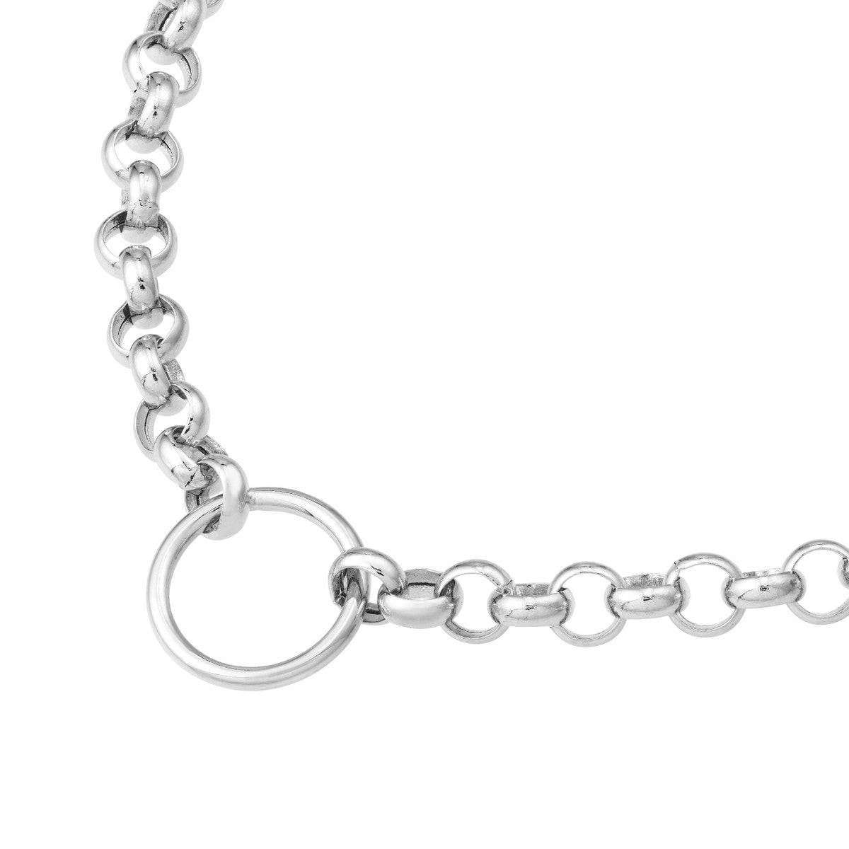 14K White Gold Hollow Rolo Chain Necklace