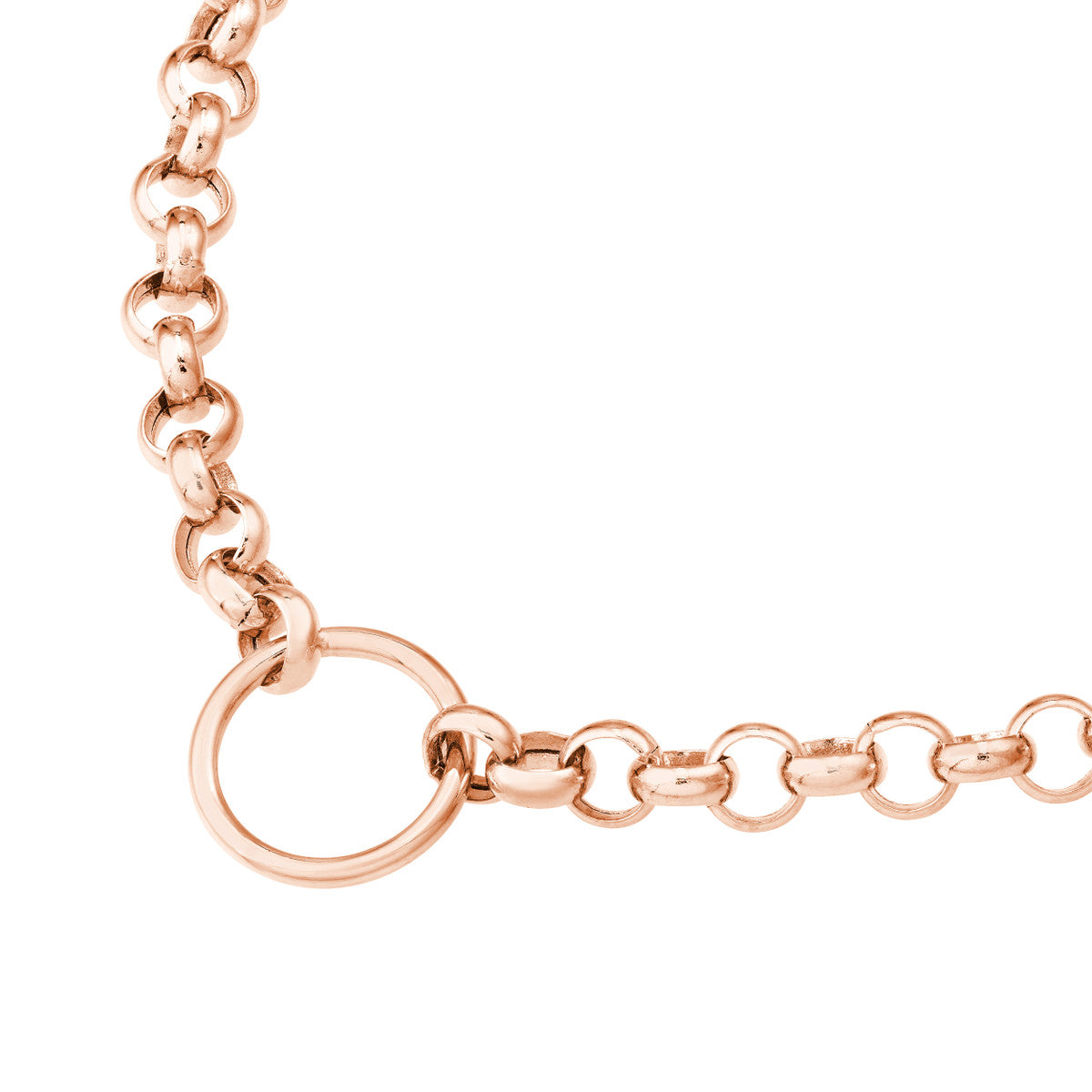 14K Rose Gold Hollow Rolo Chain Necklace