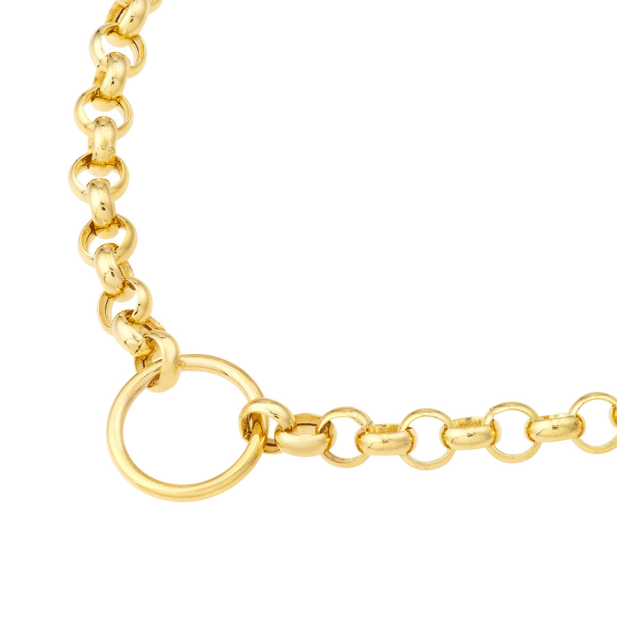 14K Yellow Gold Hollow Rolo Chain Necklace