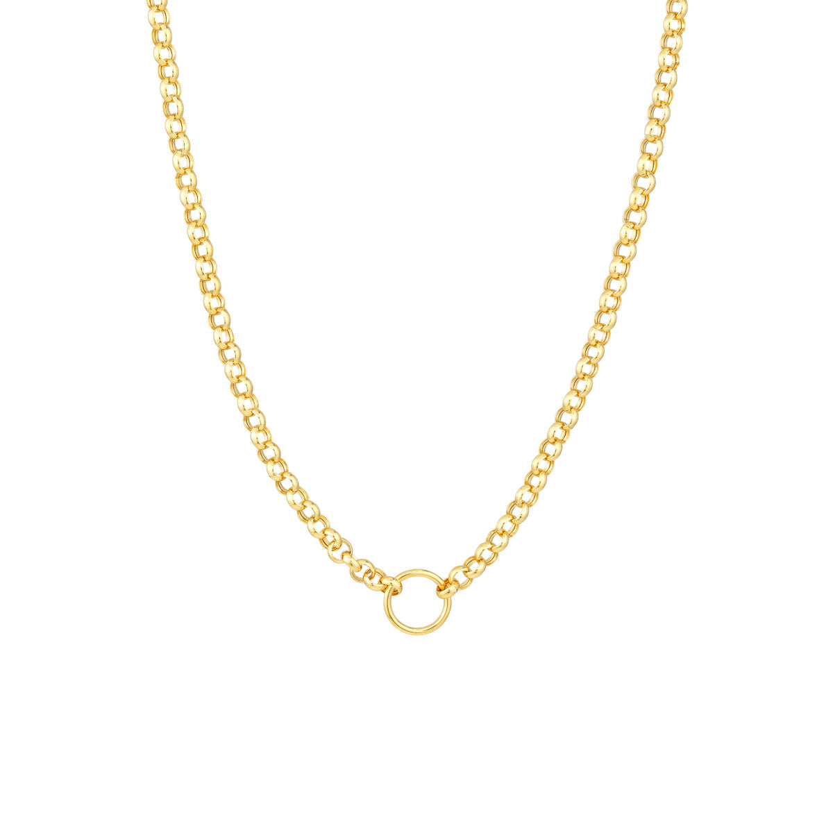 14K Yellow Gold Hollow Rolo Chain Necklace