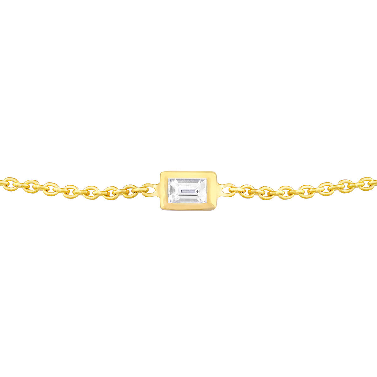 14K Yellow Gold Mini Baguette Diamond Bolo Bracelet