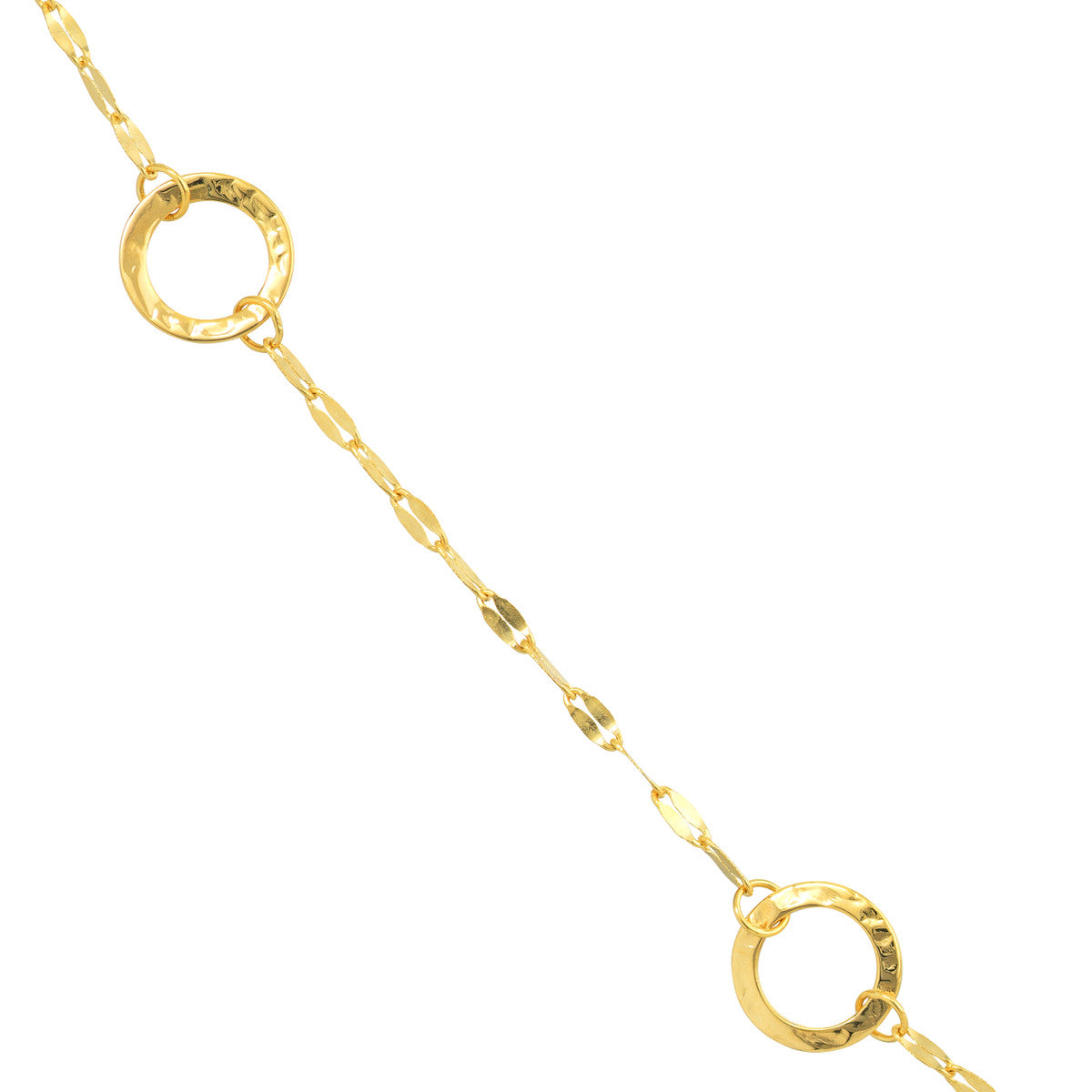 14K Yellow Gold Hammered Circle Necklace