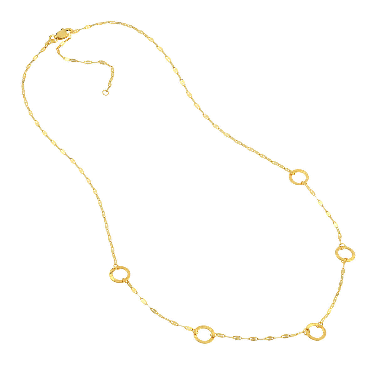 14K Yellow Gold Hammered Circle Necklace