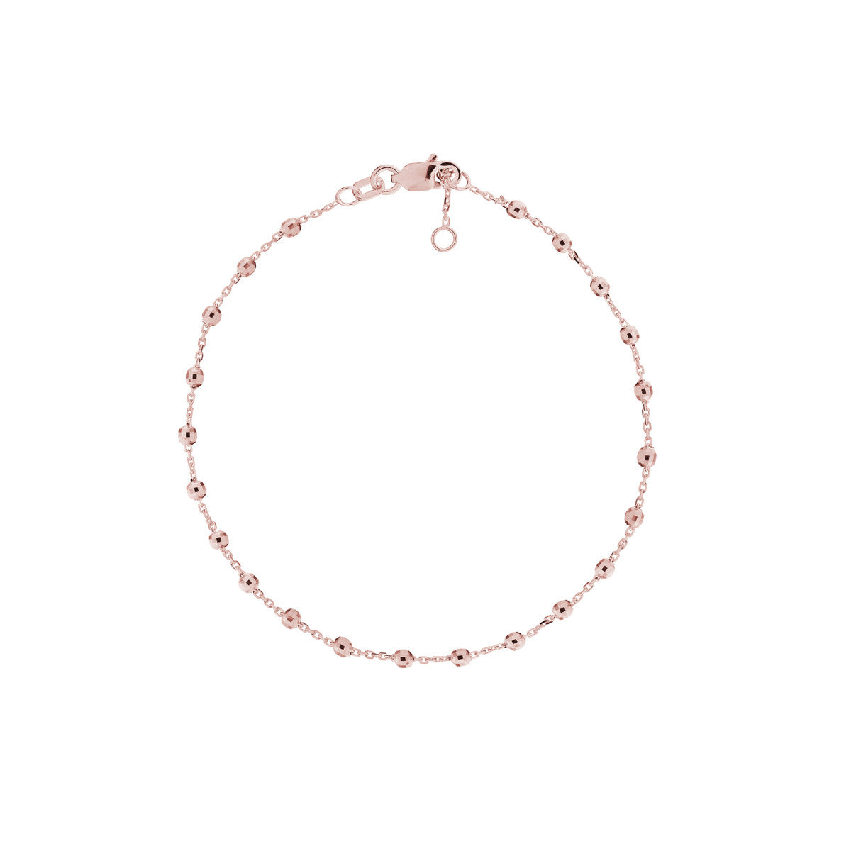 14K Rose Gold Diamond Cut Bead Bracelet