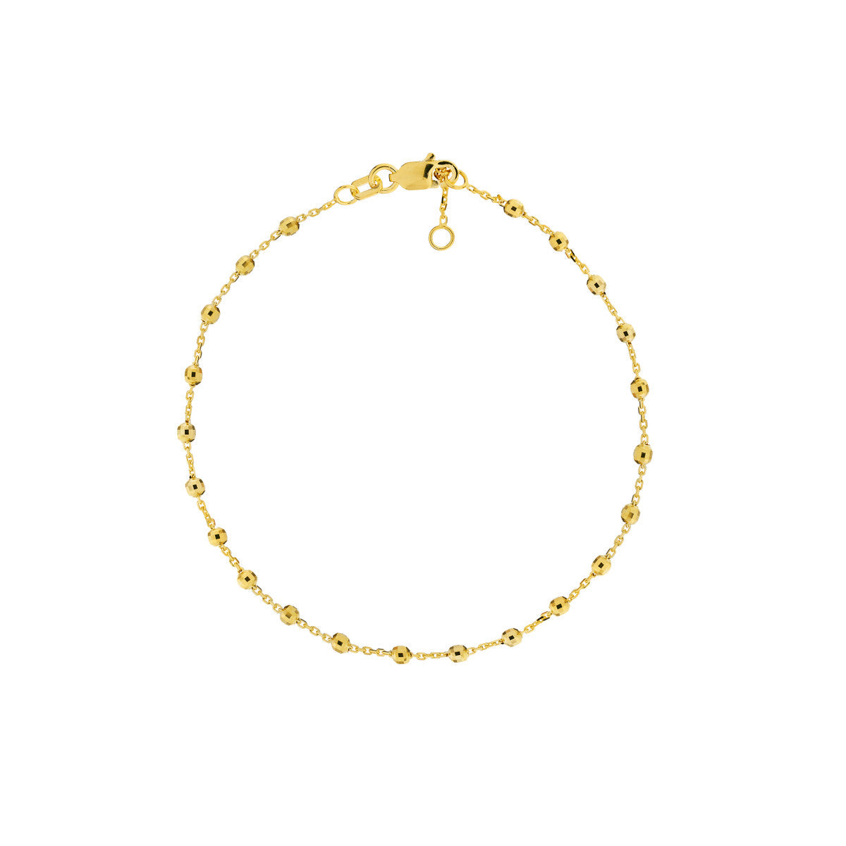 14K Yellow Gold Diamond Cut Bead Bracelet