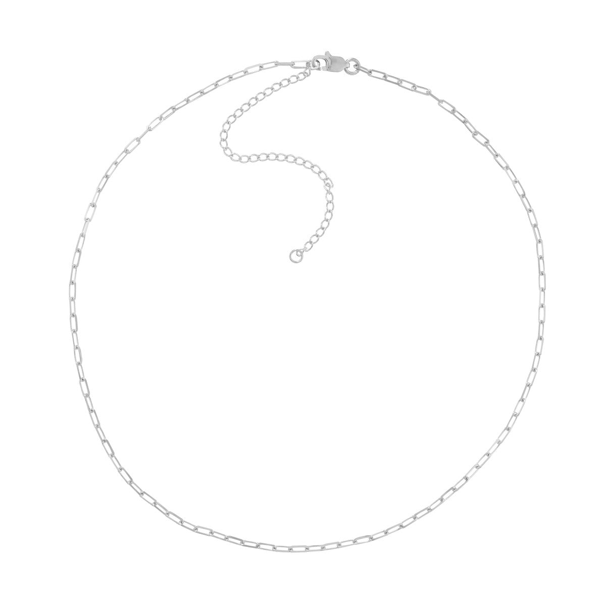 14K White Gold Paper Clip Link Choker Necklace