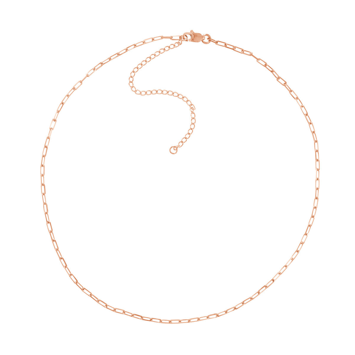 14K Rose Gold Paper Clip Link Choker Necklace