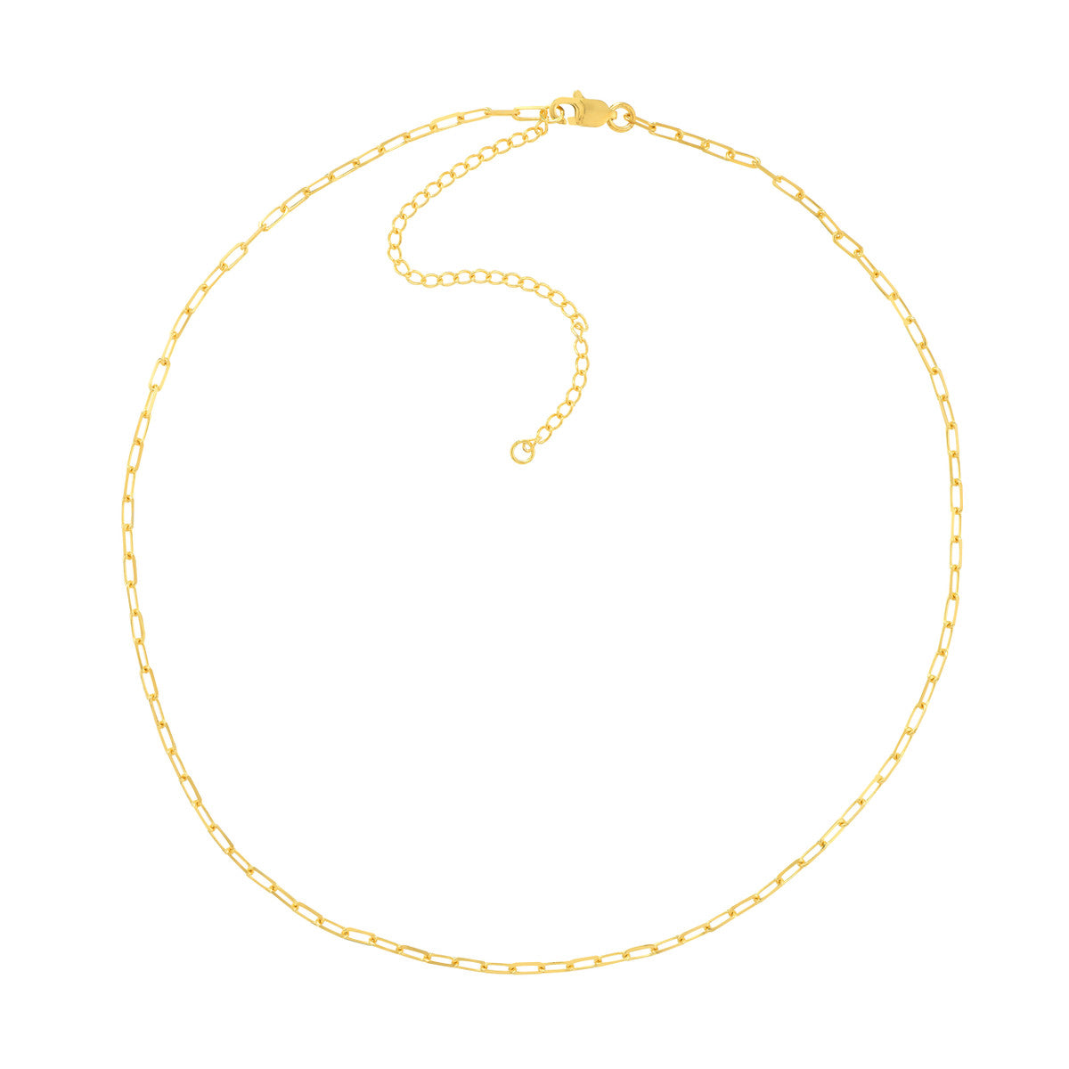 14K Yellow Gold Paper Clip Link Choker Necklace