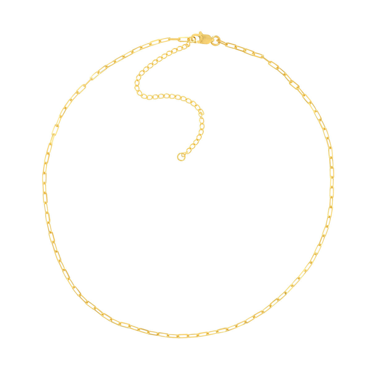 14K Yellow Gold Paper Clip Link Choker Necklace