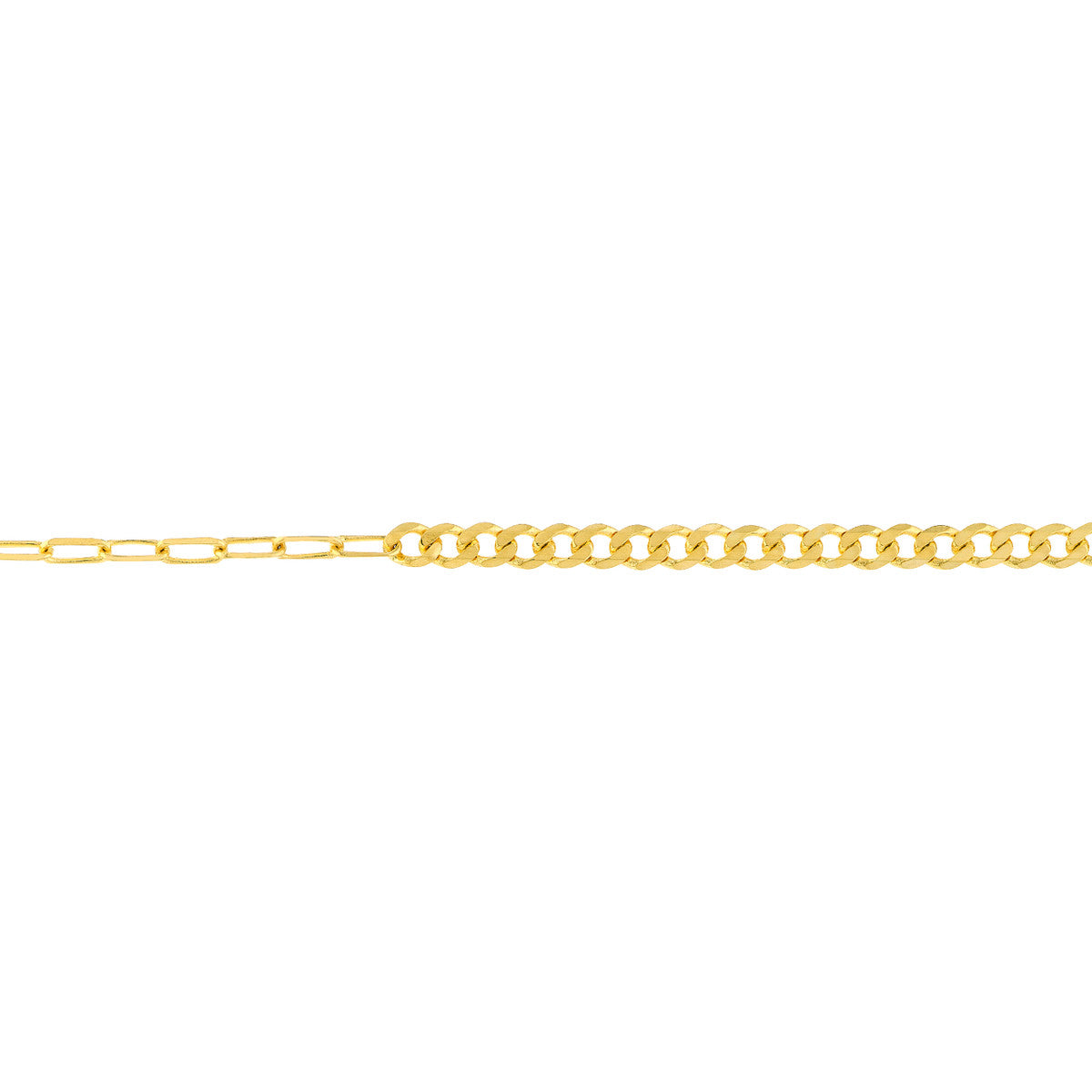 14K Yellow Gold 50/50 Paper Clip and Curb Link Chain