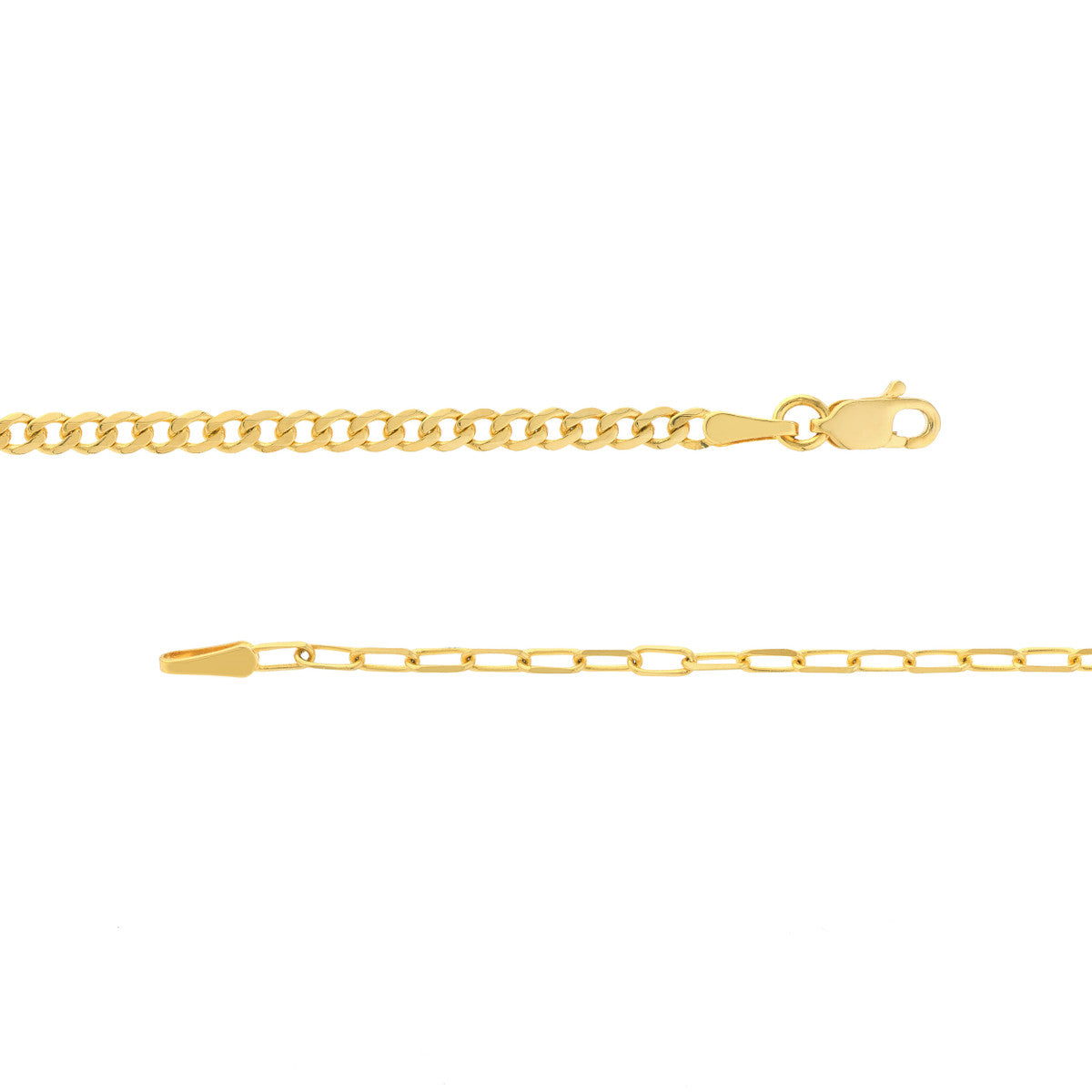 14K Yellow Gold 50/50 Paper Clip and Curb Link Chain