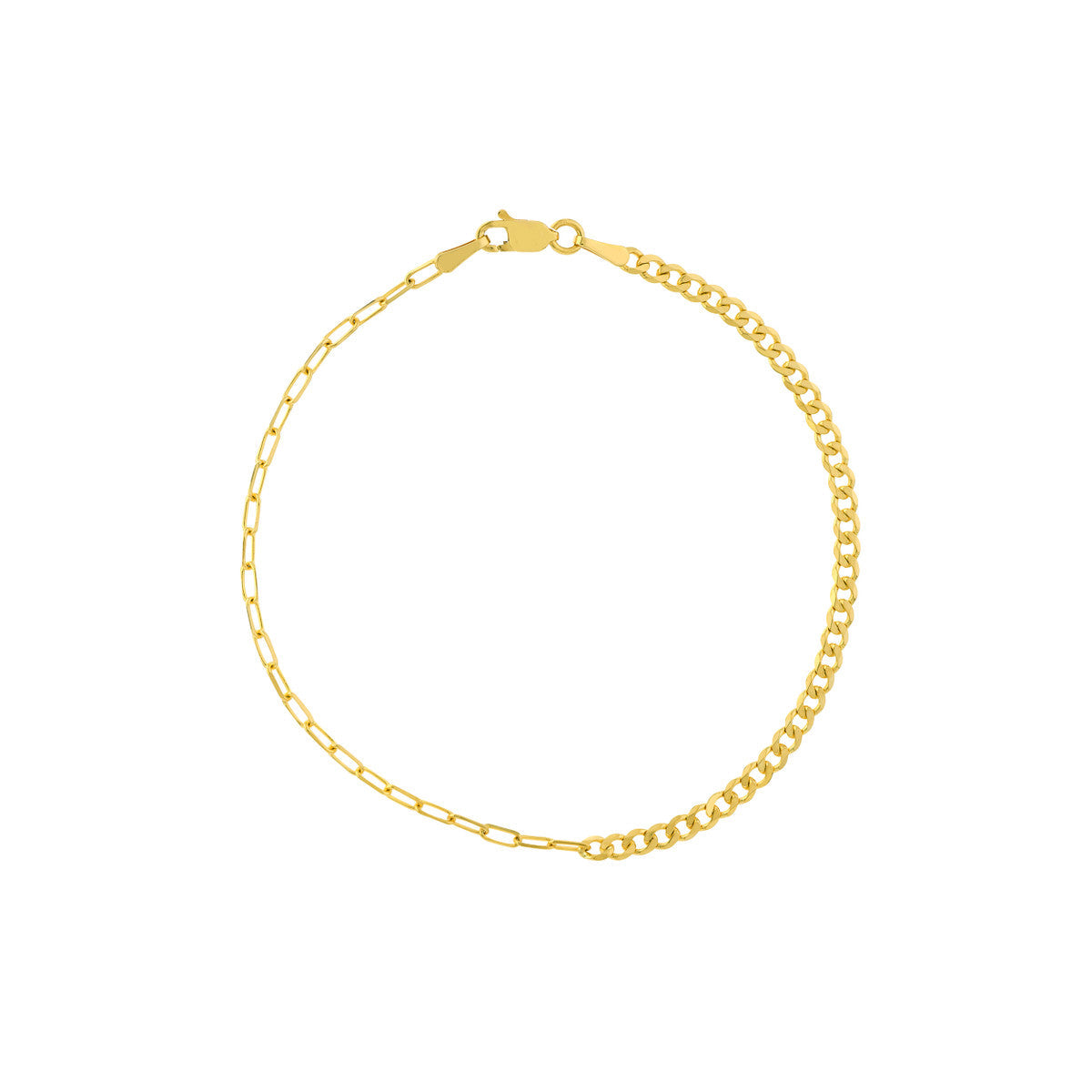 14K Yellow Gold 50/50 Paper Clip and Curb Link Chain