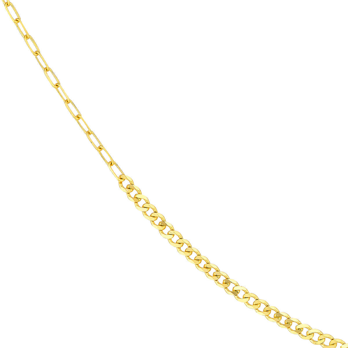 14K Yellow Gold 50/50 Paper Clip and Curb Link Chain Necklace