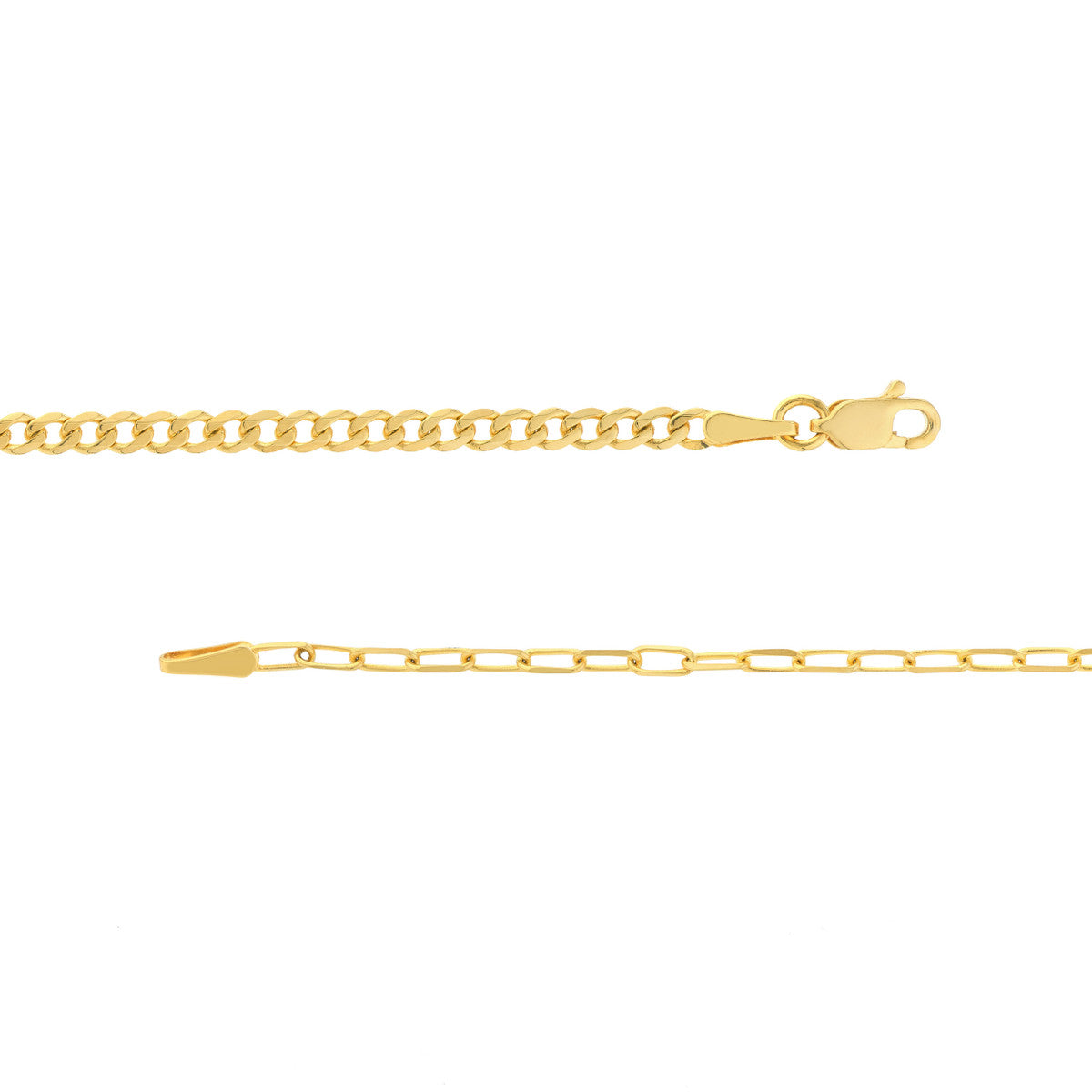 14K Yellow Gold 50/50 Paper Clip and Curb Link Chain Necklace