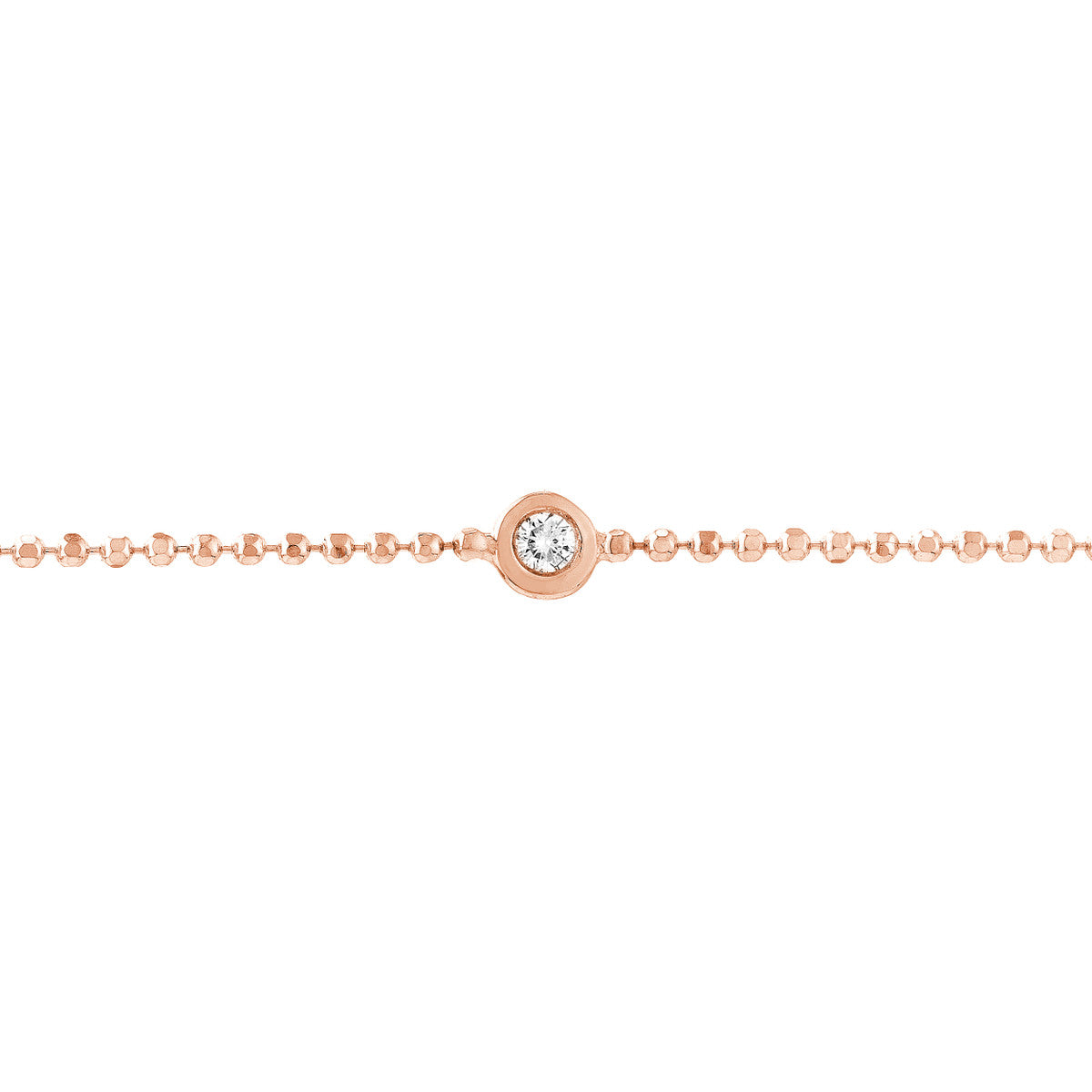 14K Rose Gold Bead Chain Bezel Diamond Bracelet