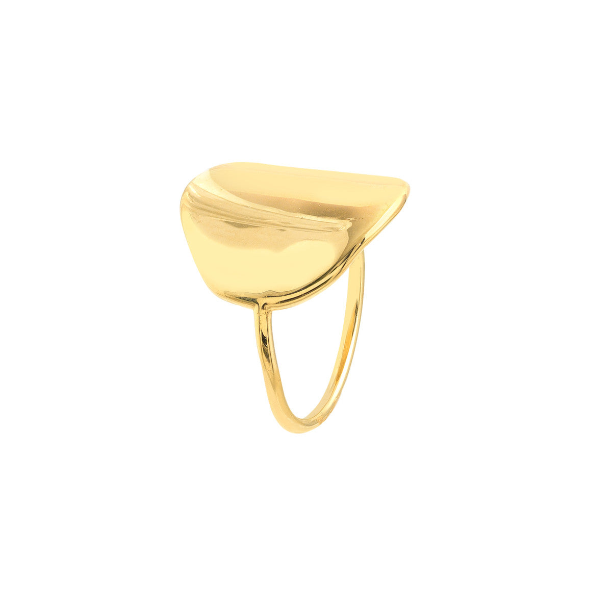 14K Yellow Gold Round Disc Sunset Ring