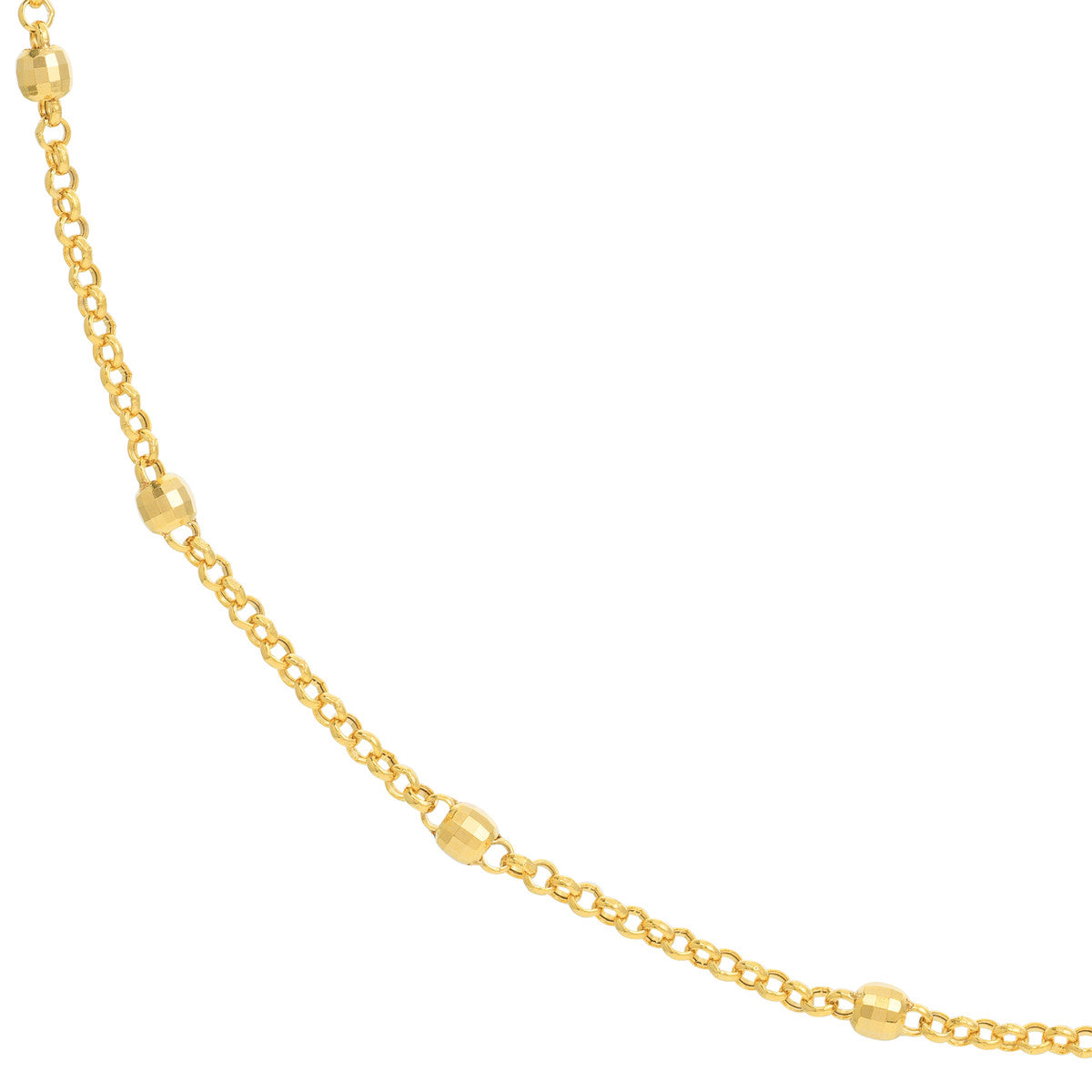 14K Yellow Gold Disco Bead Rolo Chain Necklace