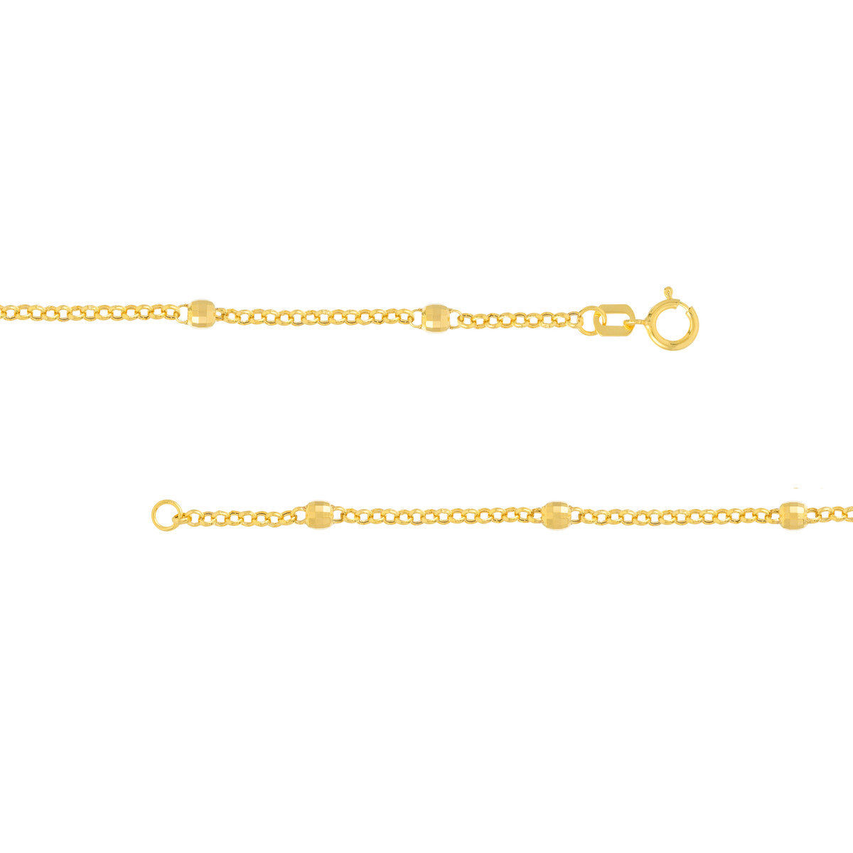 14K Yellow Gold Disco Bead Rolo Chain Necklace