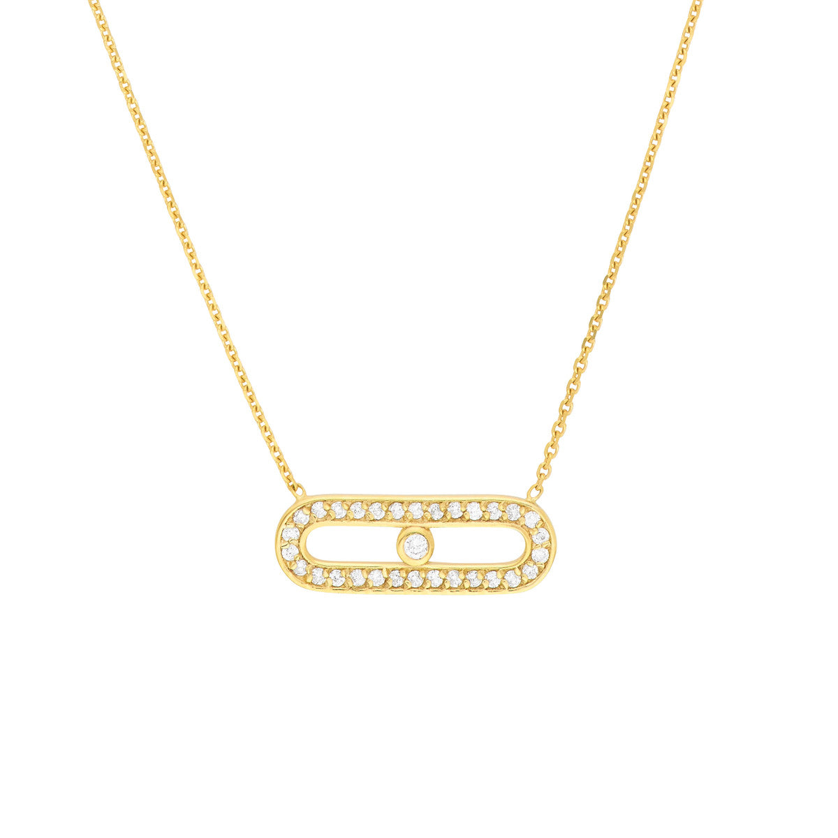 14K yellow gold Single Diamond Paperclip Necklace