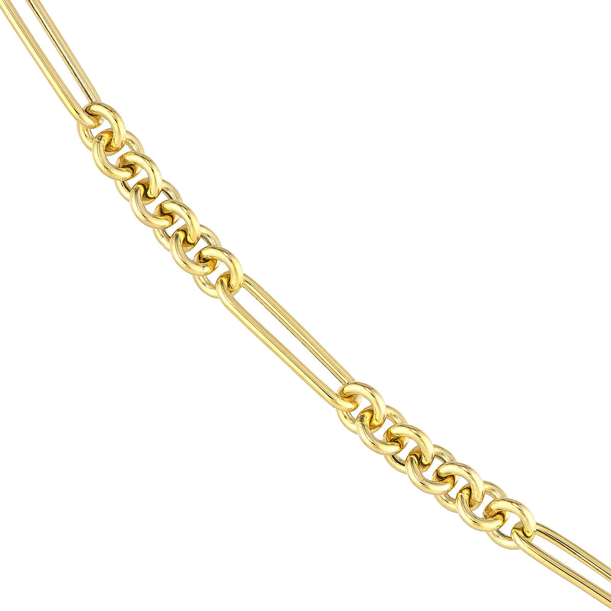 14K Yellow Gold Round and Paperclip Link Necklace