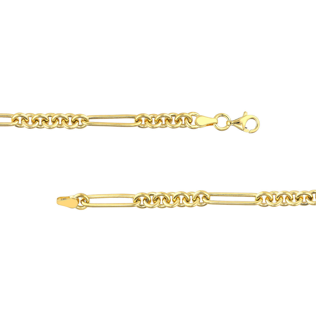 14K Yellow Gold Round and Paperclip Link Necklace