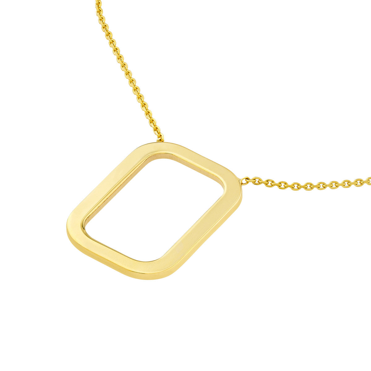 14K Yellow Gold Rectangular Negative Space Necklace