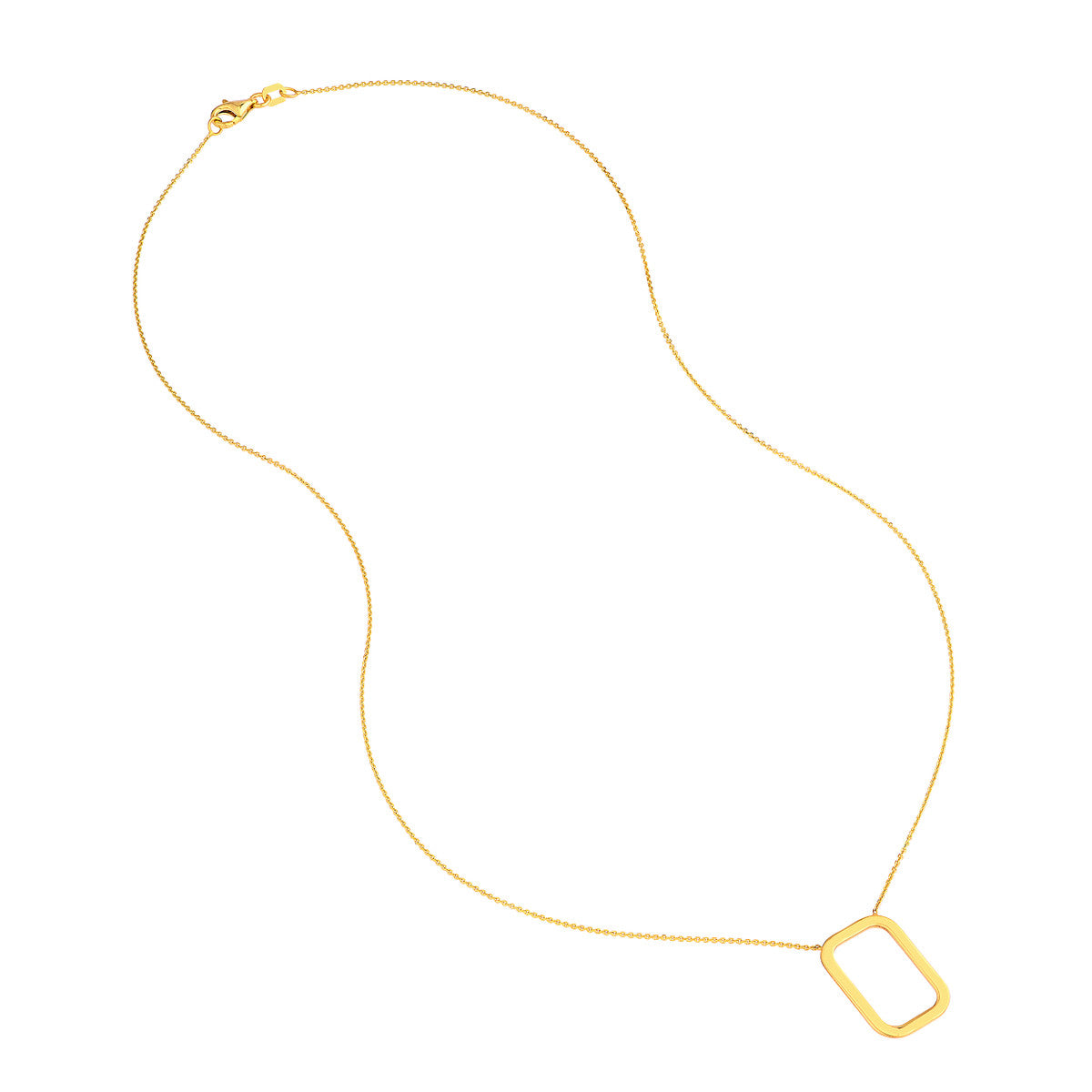 14K Yellow Gold Rectangular Negative Space Necklace