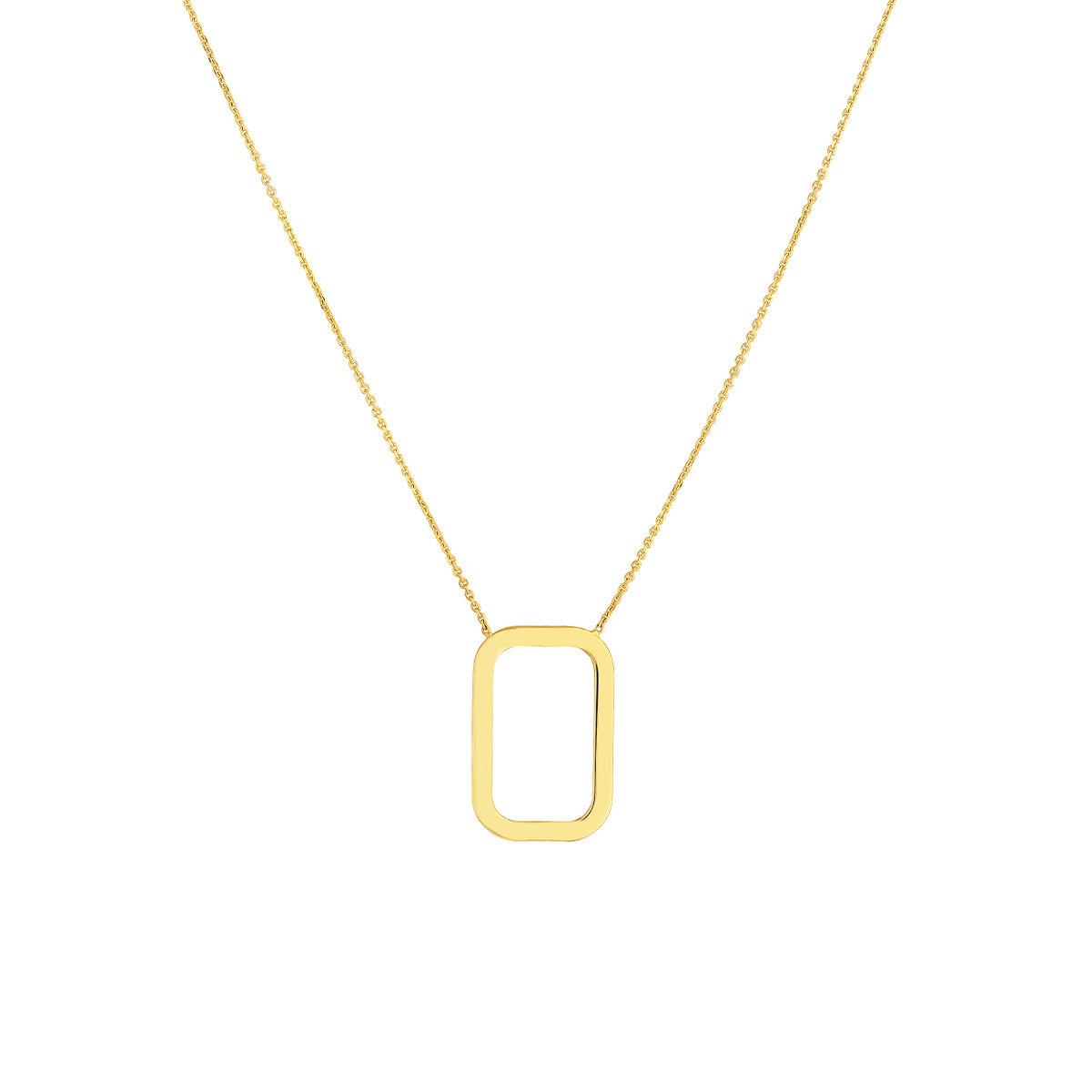 14K Yellow Gold Rectangular Negative Space Necklace