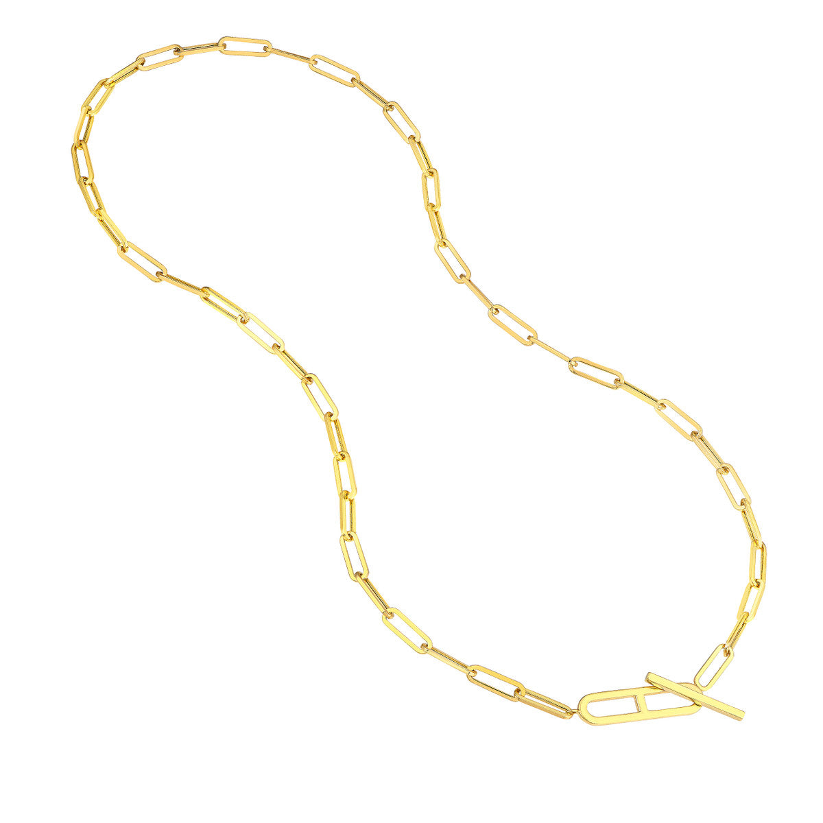 14K Yellow Gold Paperclip Toggle Necklace