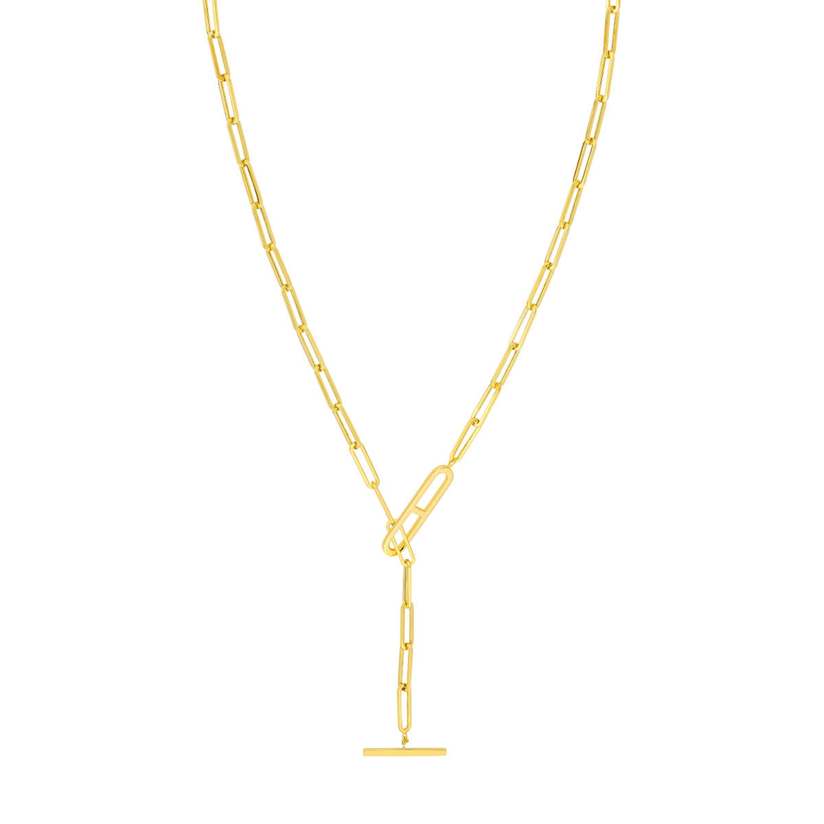 14K Yellow Gold Paperclip Toggle Necklace