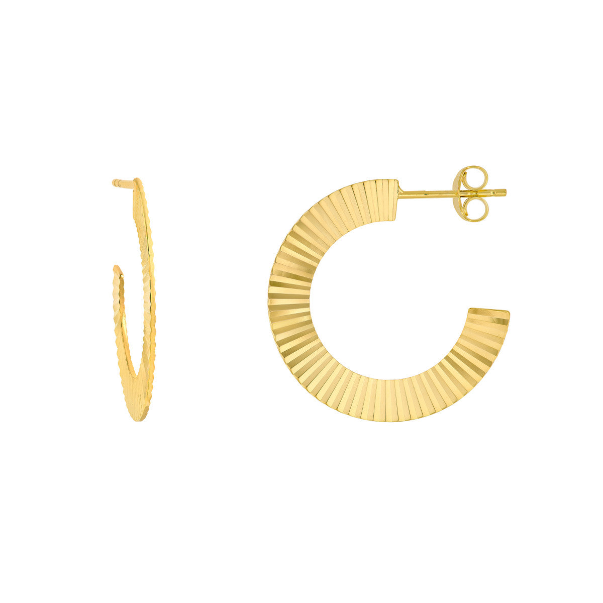 14K Yellow Gold Sunburst Hoop Earrings