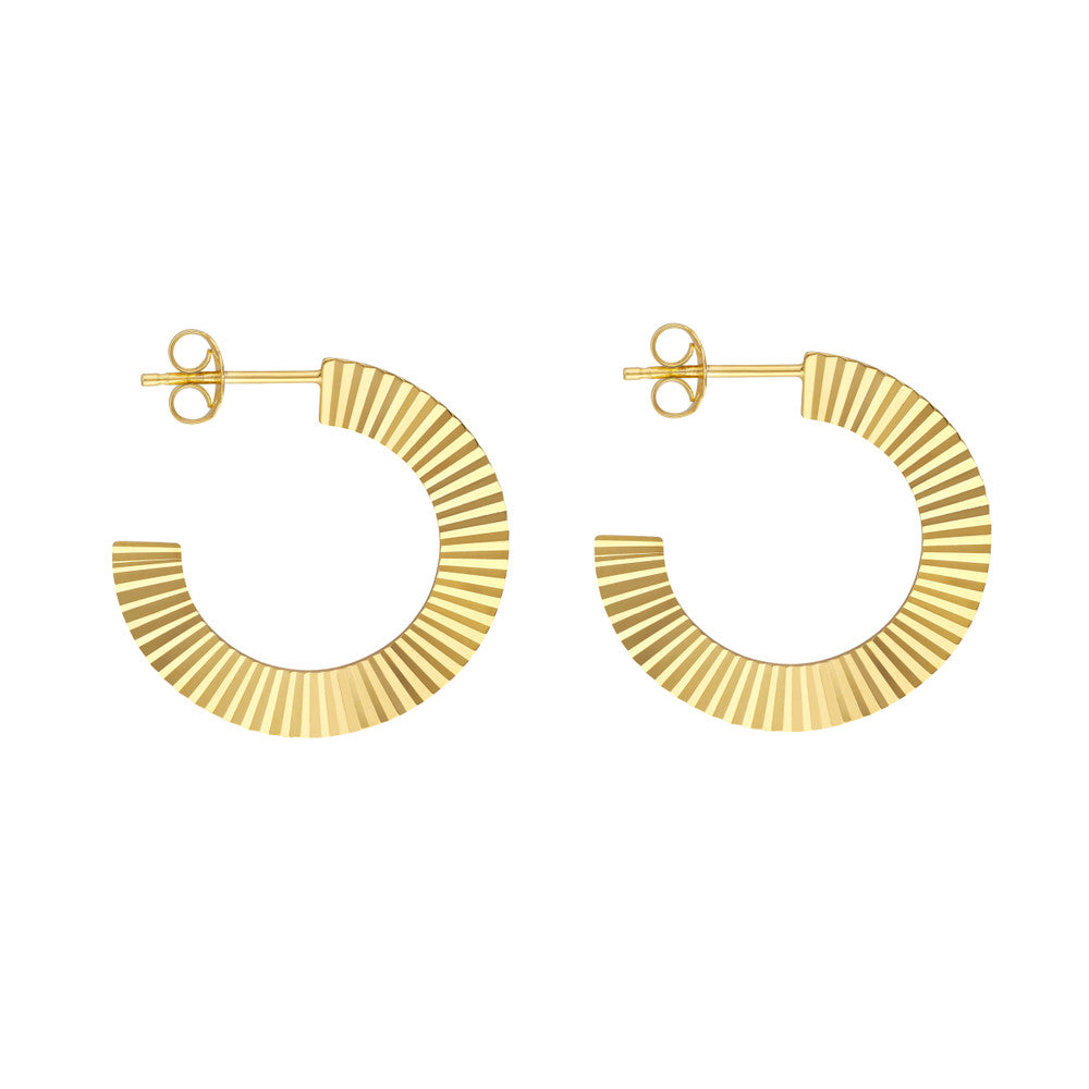 14K Yellow Gold Sunburst Hoop Earrings