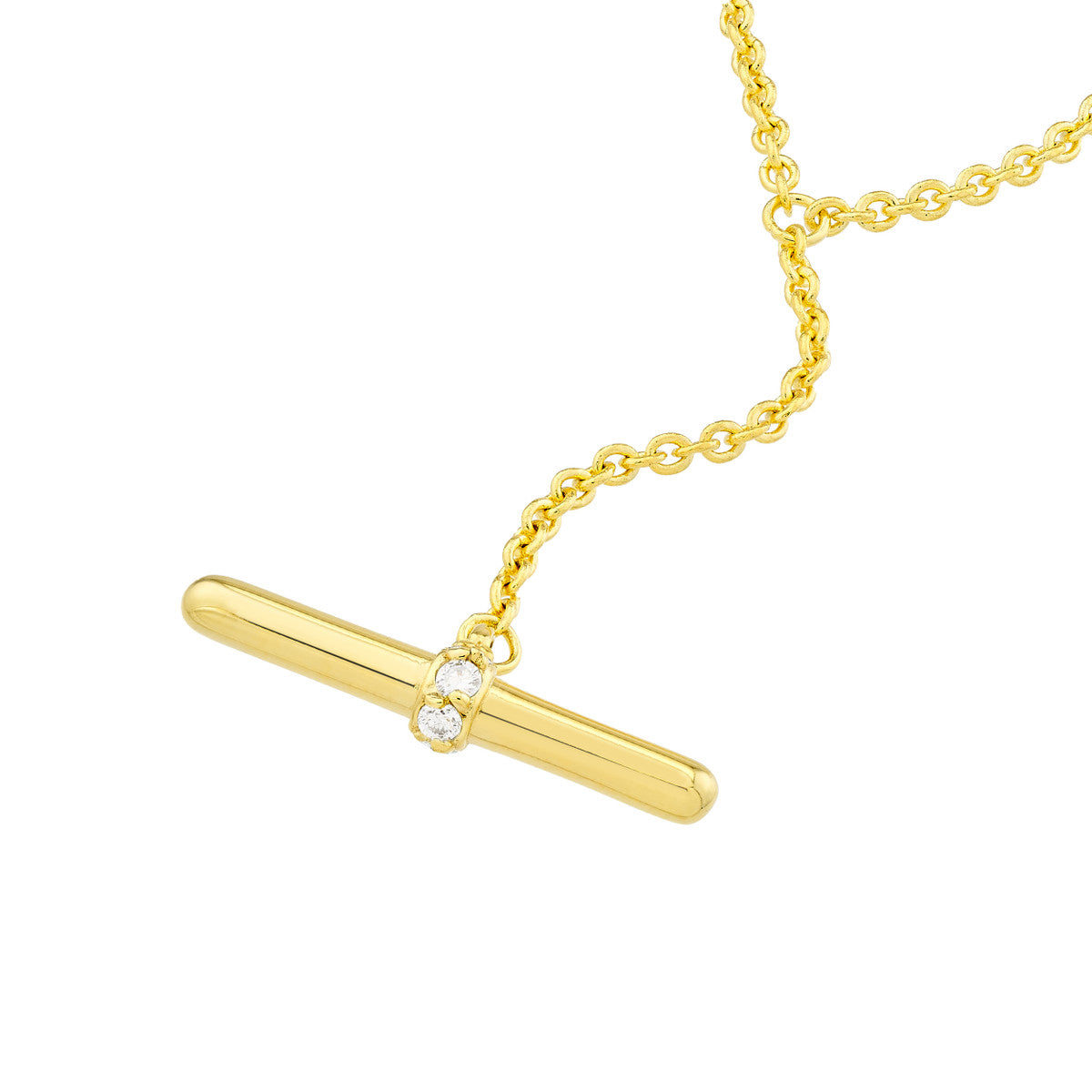 14K Yellow Gold Diamond Toggle Lariat Necklace