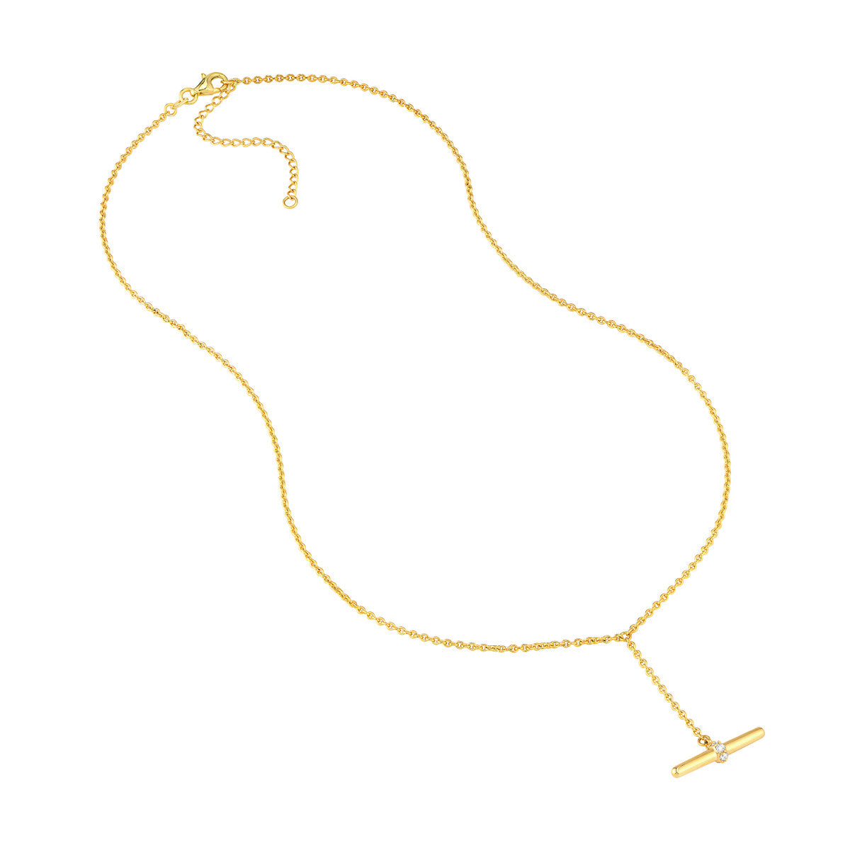 14K Yellow Gold Diamond Toggle Lariat Necklace