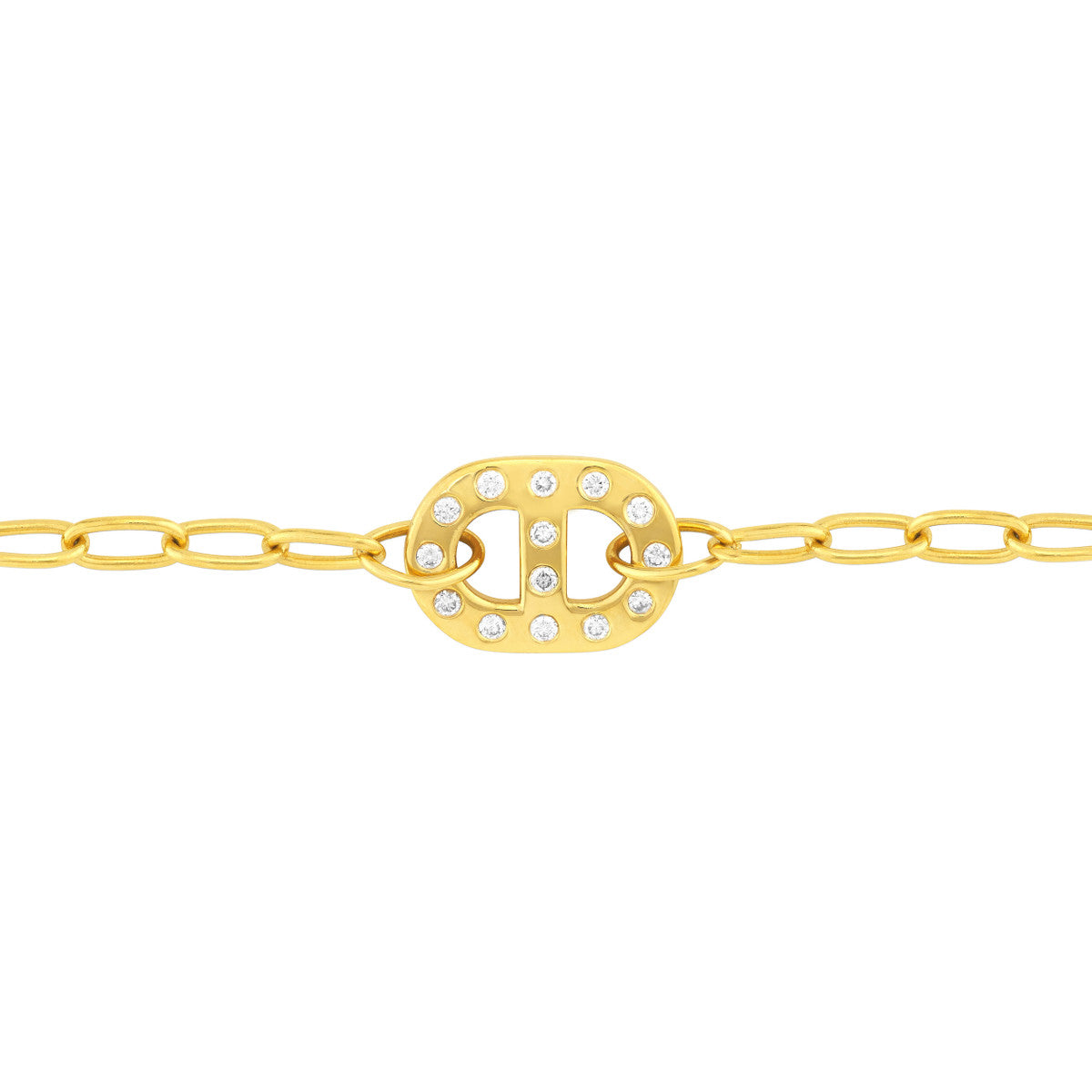 14K Yellow Gold Flat Mariner Diamond Link Bracelet