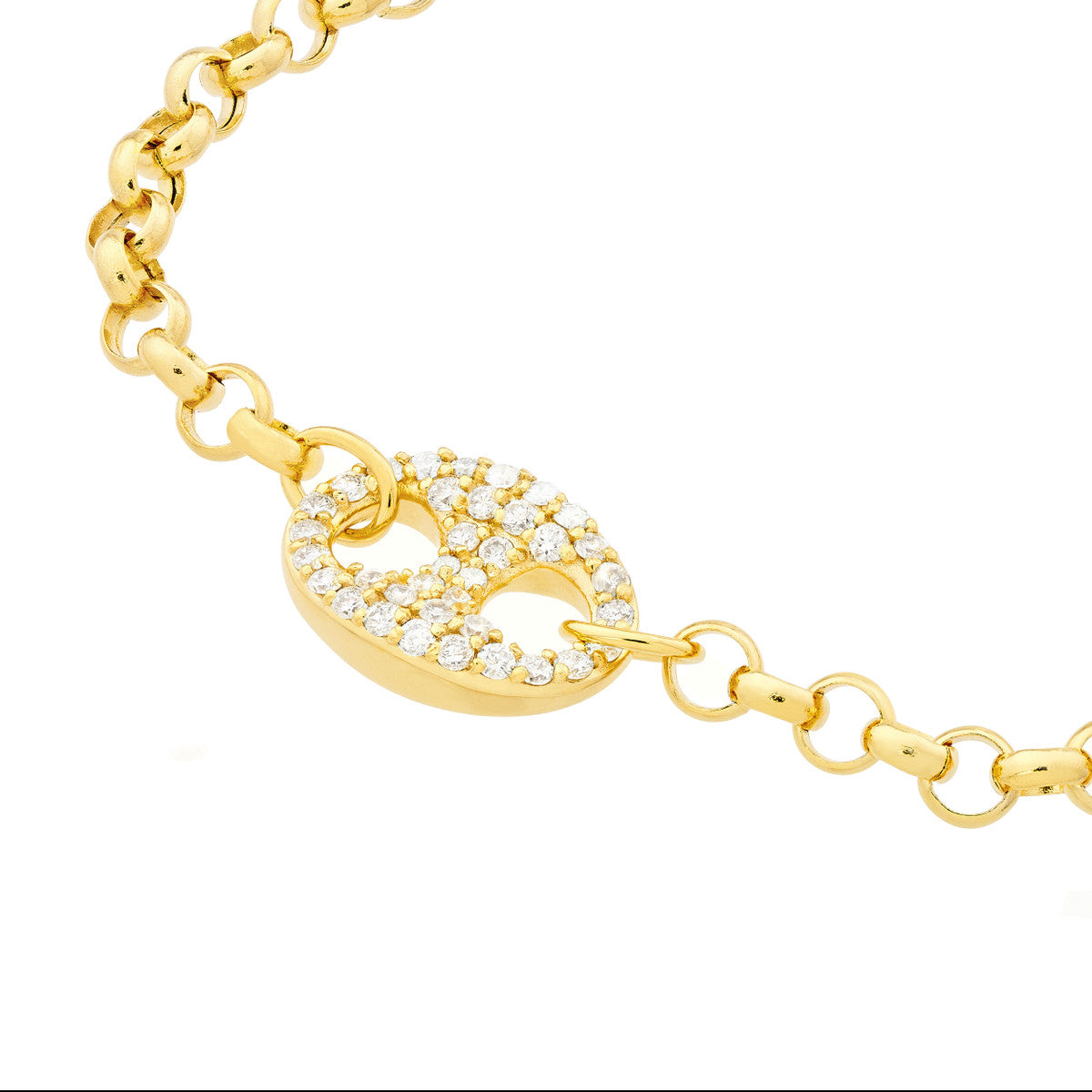 14K Yellow Gold Diamond Mariner Link Necklace with a Rolo Chain